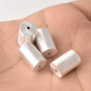 15mm -4pc Silver Plated Barrel Beads / Drum Beads / Cylinder Beads, Silver Beads Findings, 15x10mm Brushed Silver Beads for Jewelry Making