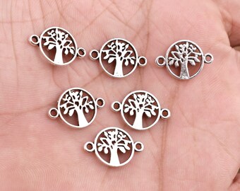 Antique Silver Plated Tree of Life Connectors - 16pcs Jewelry Making