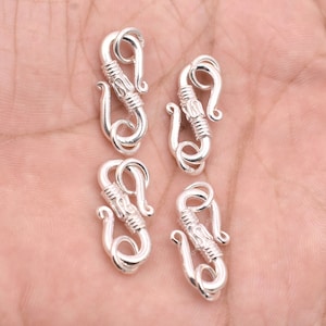 Bali Silver S Clasps 28mm - 4 Pcs, Real Silver Plated S Hooks / S Clasps, Closures For Jewelry Making