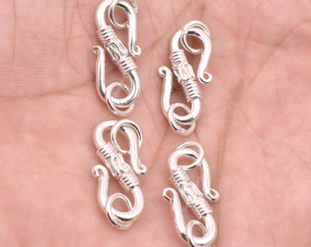 Bali Silver S Clasps 28mm - 4 Pcs, Real Silver Plated S Hooks / S Clasps, Closures For Jewelry Making