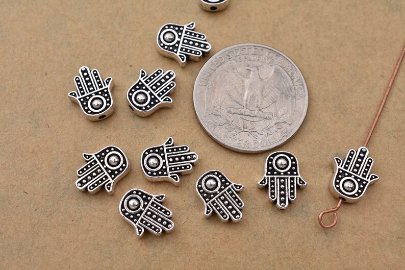 evil eye 12mm 10pcs Hamsa Hand Charms Antique Silver Plated Spirituality,Prayer bohemian charms for Bracelets jewelry making findings