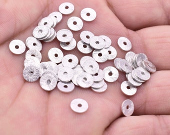 6mm - 150pcs Silver Heishi Beads, Flat Silver Disc Beads, Silver Spacer Beads, Washer Bead, Silver Beads, Silver Disk Beads Jewelry Making