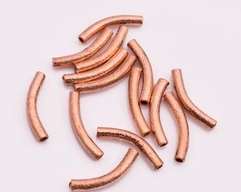 Brushed Copper Curved Tube Beads (20mm, 14pc)