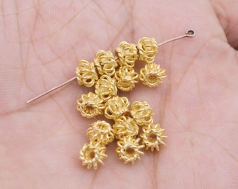 7mm - 15pc Bali Perles d’or pour la fabrication de bijoux, perles d’espacement en or, forme de bobine, découvertes de bijoux