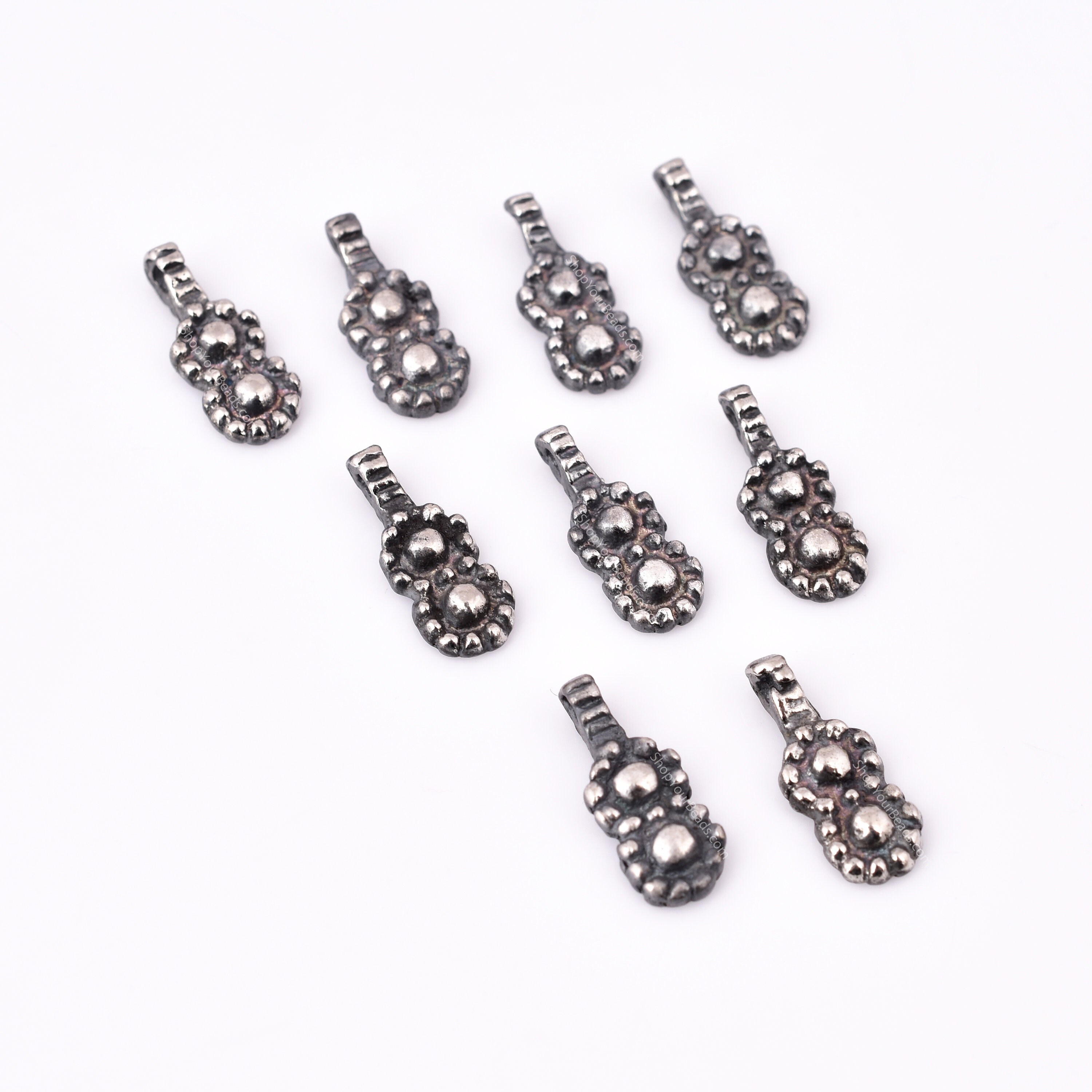 Silver Oval Pendant Charms With Swirl Detail Package of 2 Pendants