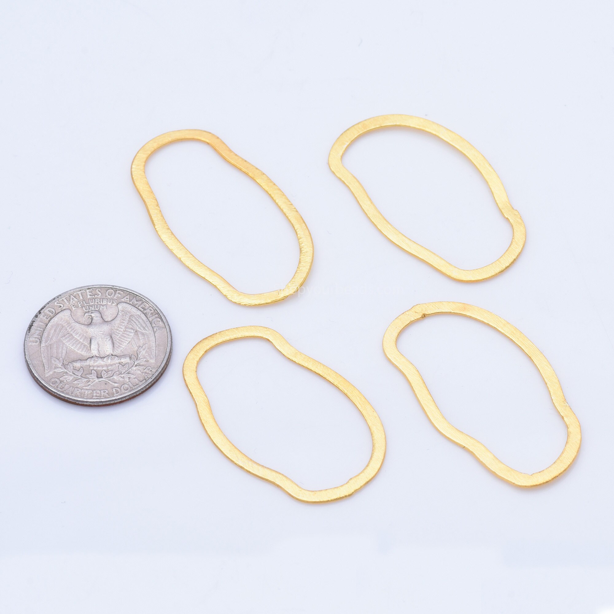 40mm -4pc Organic Freeform Shaped Gold Plated Brushed