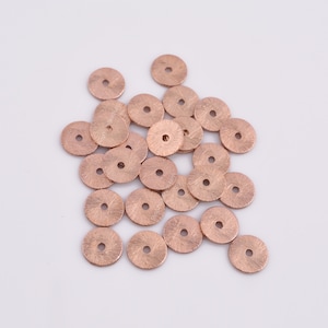 8mm - 39pc Rose Gold Flat Disk Spacer Beads, brushed Rose gold plated Disc spacers for jewelry making, Heishi spacers