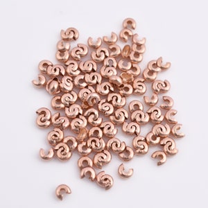 4mm Rose Gold Plated Crimp Cover Component For Jewelry Making, Jewelry Findings, Rose Gold Plated Findings - 200pcs