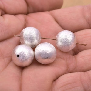 Silver Ball Beads 14mm -4pc, Silver Spacer Beads, Brushed Finish, Round Shape Silver Beads