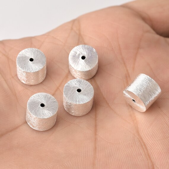 10mm 5pc Silver Barrel Beads / Drum Beads / Cylinder Beads, Silver Beads  Findings ,8x10mm Brushed Silver Beads for Jewelry Making 