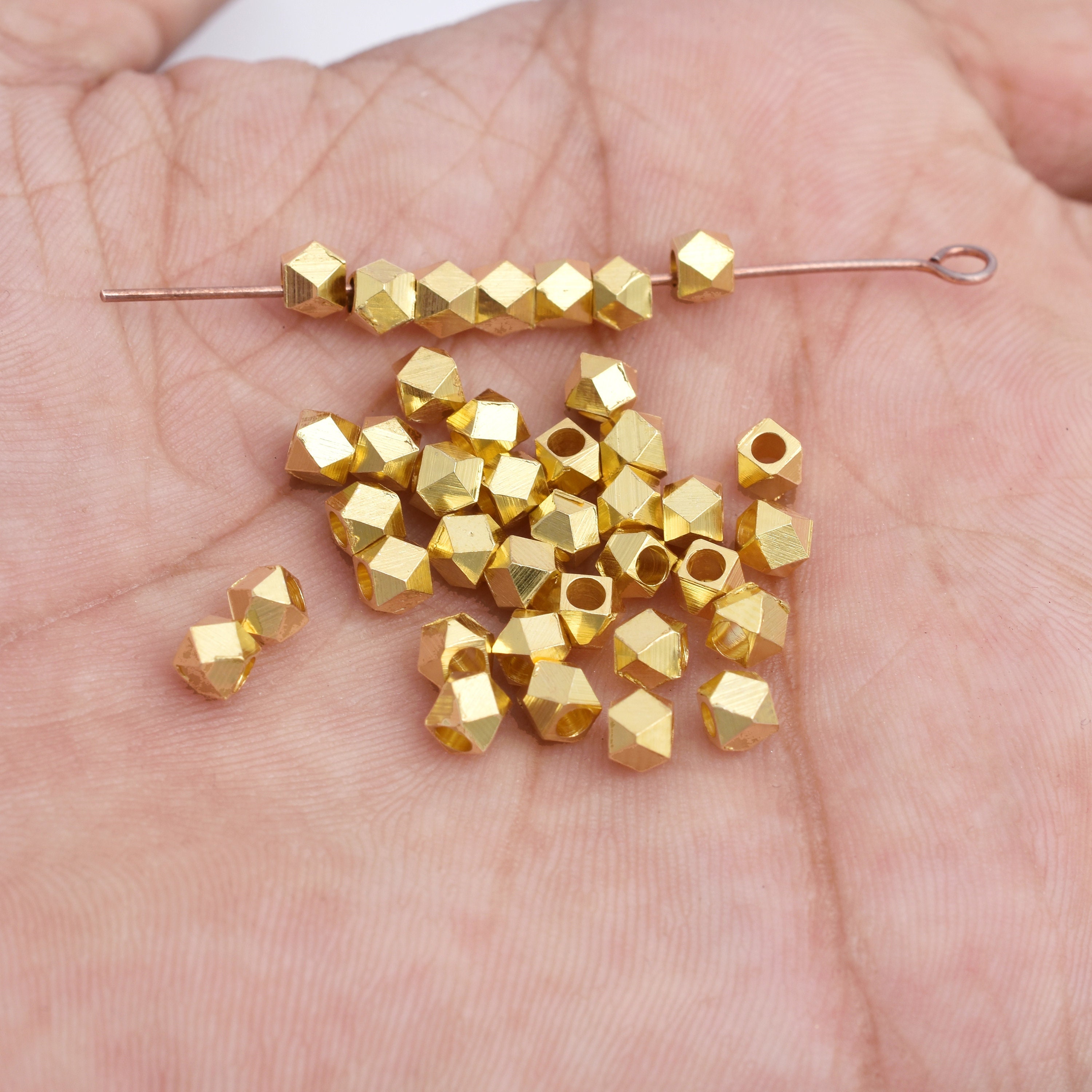 4mm 50pc Tiny Gold Plated Spacer Beads for Jewelry Making Etsy