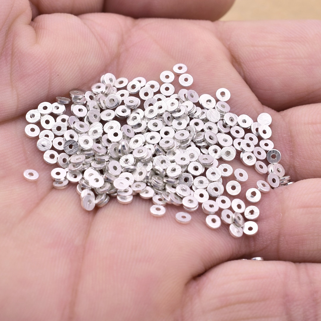 Lot De 25 Perles Rondes En Argent Tibétain Doré - 5x3 Mm, Idéales Pour Créations Bijoux