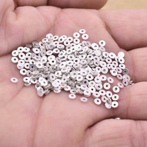 Silver Heishi Beads, 3mm - 285pc Flat Silver Disc Beads, Silver Spacer Beads, Washer Silver Beads, Silver Disk Beads For Jewelry Making