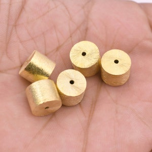 10mm - 5Pc Gold Barrel Beads / Cylinder Beads / Drum Spacer Beads, 8x10mm Brushed Gold Beads for Jewelry Making
