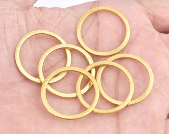 Brushed Gold Connector Rings - 25mm Artisan Circle Links, 6pc