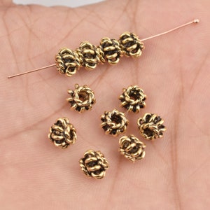 16pc-7mm Bali Style Coil Shape Antique Daisy Gold Beads For Jewelry Making, Gold Spacer Beads, Spring Beads, Jewelry Findings