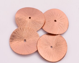 Large Copper Wavy Disc Spacers Beads 4pc-28mm, Copper Wavy Disc, Copper Heishi Spacers Beads