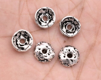 10mm Antique Silver Plated Bead Caps, Handmade Bead Caps