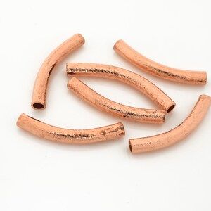 Copper Curved Tube Beads 30mm - 6pc, Copper Plated Curved Tube/Pipe Beads