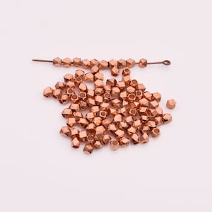 3mm -120pcs Copper Spacer Beads, Copper Diamond Cut Beads, Faceted Copper Beads, Copper Spacers For Jewelry Making