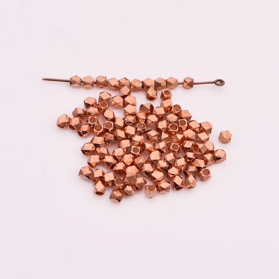 3mm -120pcs Copper Spacer Beads, Copper Diamond Cut Beads, Faceted Copper  Beads, Copper Spacers For Jewelry Making