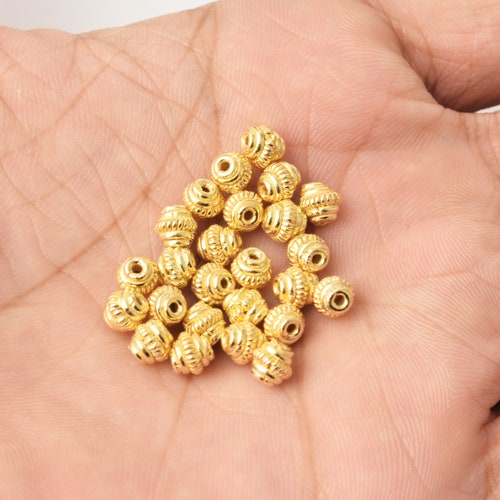 4mm 50pc Tiny Gold Plated Spacer Beads for Jewelry Making Etsy