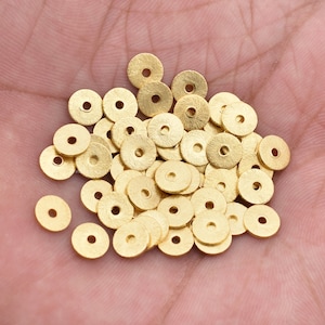 6mm - 187pcs Gold Flat Disc / Heishi Spacers, Brushed Disk Heishi Spacers Beads, Gold Plated Disk Beads For Jewelry Making