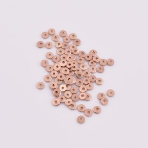 290pc-3mm Rose Gold Flat Disk Spacer Beads, Brushed Rose Gold Plated Disc Spacers For Jewelry Making, Heishi Spacers
