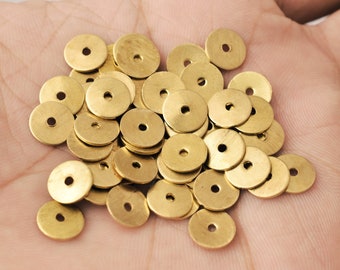 Espaceurs pour disques plats en laiton brut, Perles Heishi brillantes, 8 mm (80 pcs)