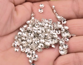 5mm - 530pc Silver Bead Caps, Flower Bead Caps, Silver plated Caps For Jewelry Making, Metal Bead Caps For Jewelry Supplies