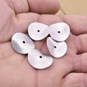 20mm - 5pc Large Silver Wavy Spacers Disc Beads, Silver Plated Wavy Disc, Silver Spacers, Brushed Heishi Disc Beads