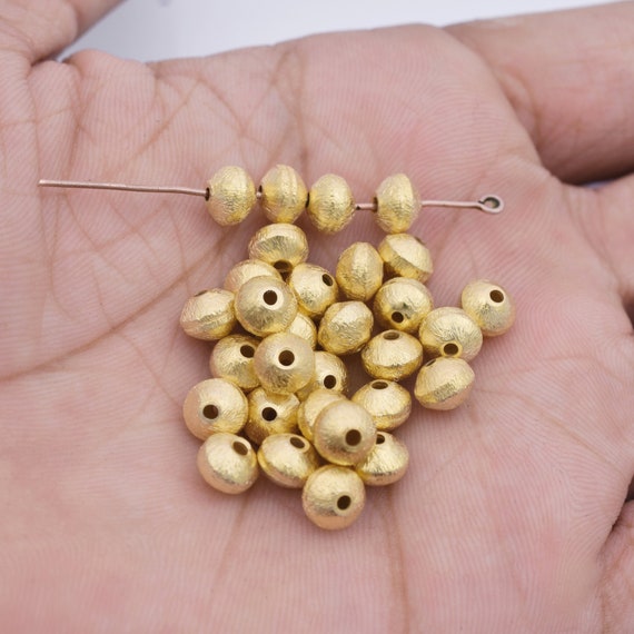 Brushed Gold Spacer Beads, 20 Pc Donut Saucer Round 6 mm Discs