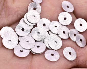 10mm - 30pc Silver Heishi Beads, Flat Silver Disc Beads, Silver Spacer Beads, Washer Bead, Silver Beads, Silver Disk Beads Jewelry Making