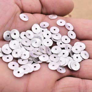 8mm - 100pcs Silver Heishi Beads, Flat Silver Disc Beads, Silver Spacer Beads, Washer Bead, Silver Beads, Silver Disk Beads Jewelry Making