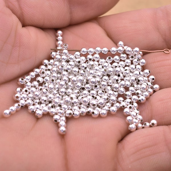 Silver Spacer Beads 8/0 - 3mm -500pc Shiny Bright Silver Balls, Round Silver Ball Beads For Jewelry Making Findings