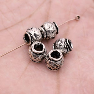 9mm - Antique Silver Beads For Jewelry Making, Artisan Beads Findings, Silver Plated Beads, Spacers For Jewelry, Rustic Silver Beads 5pcs
