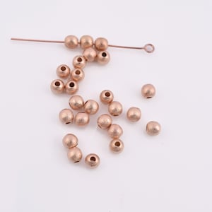 5mm - 100pc Rose Gold Ball Beads, Brushed Rose Gold Spacer Beads, Rose Gold Beads, Pink Gold Plated Metal Beads