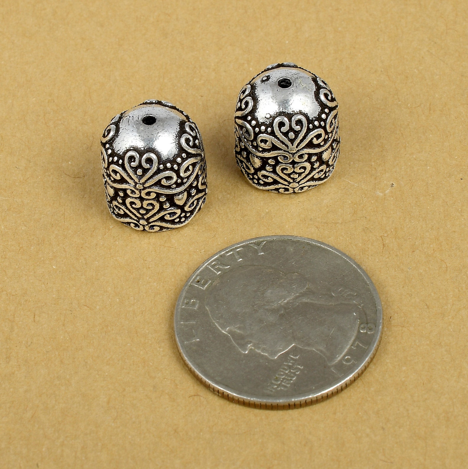 2 Pcs Silver Plated End Caps for Jewelry Making 10mm Hole Etsy