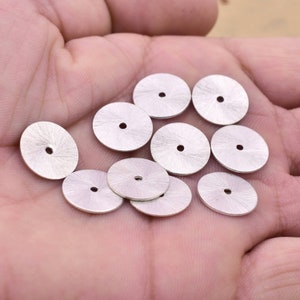 14mm -10pc Silver Heishi Beads, Flat Silver Disc Beads, Silver Spacer Beads, Washer Bead, Silver Beads, Silver Disk Beads For Jewelry Making