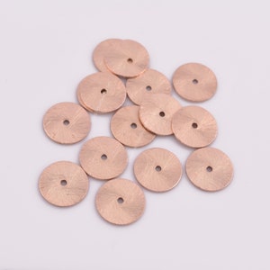 12mm - 15pc Rose Gold Heishi Beads, Rose Gold Plated Spacers Beads, Brushed Flat Disc Beads