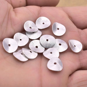 12mm - 14pcs Silver Wavy Disc Spacer Beads, Brushed Finish Silver Plated Potato Chips Spacers Findings, Wafer Spacers, Disk Spacers