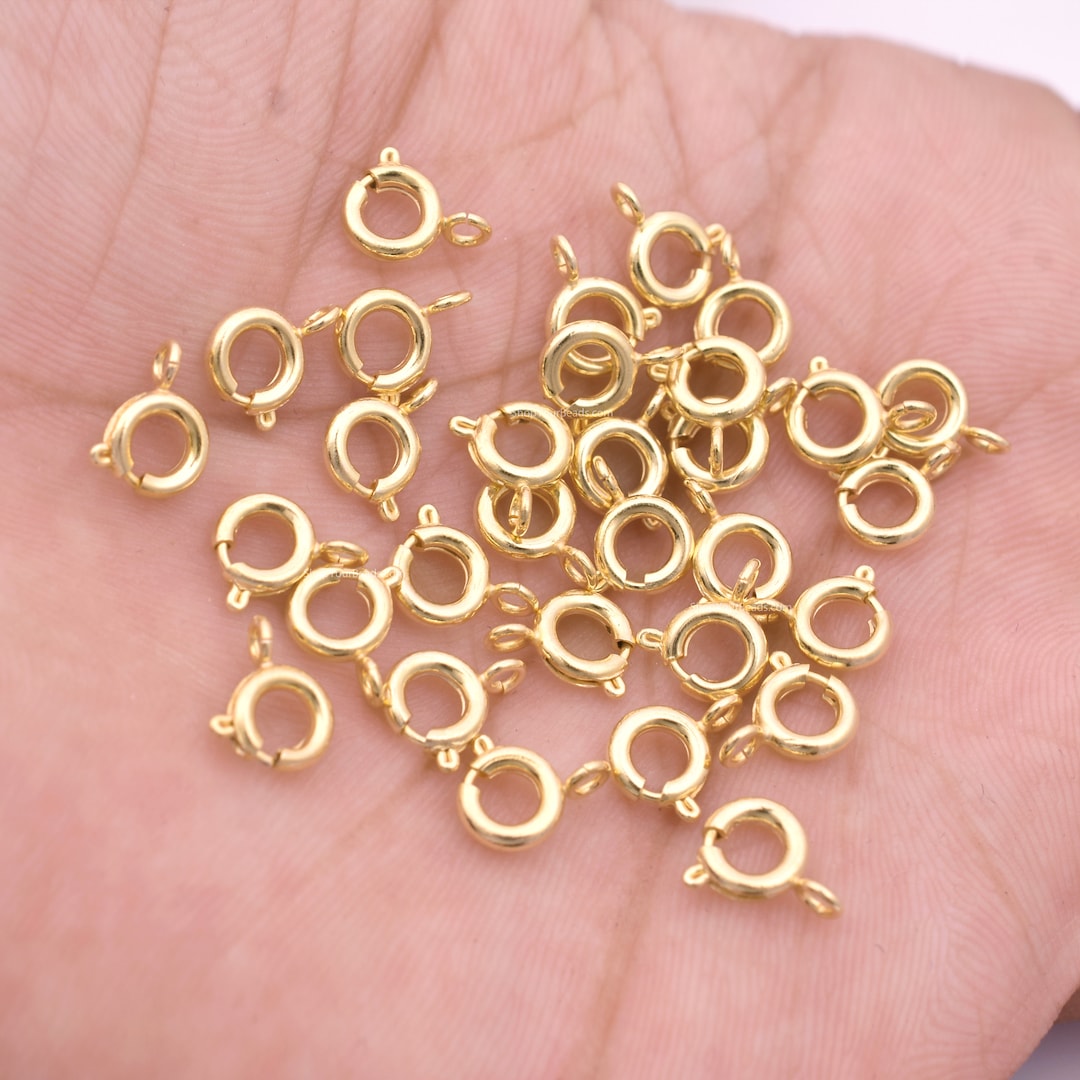 6mm Shiny Gold Spring Clasp, Round Clasp, Ring Clasps, Spring Clasp