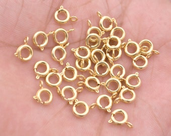 6mm Shiny Gold Spring Clasp, Round Clasp, Ring Clasps, Spring Clasp, Gold Spring Clasp, Lobster Clasp, Gold Plated Findings