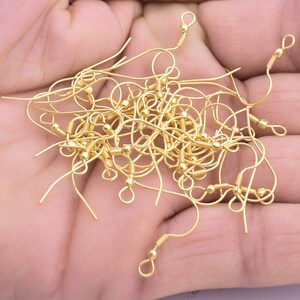 Classic Gold Earring Hooks Wire 20mm 40pcs Gold Plated Ear Wires For Jewelry Making Earring Making