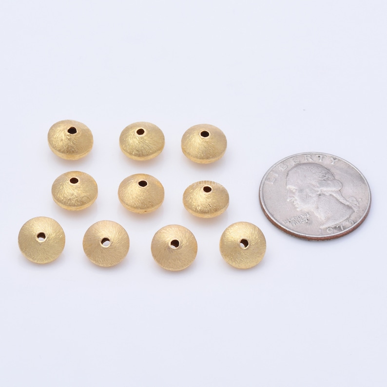 5pc-10mm Gold Saucer Beads Jewelry Supplies Gold Plated Beads Findings Brushed Spacer Beads For Jewelry Making