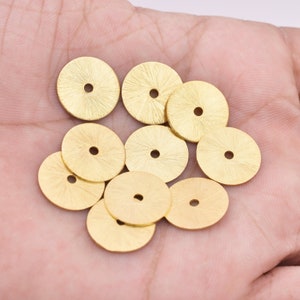 14mm - 15pc Flat Gold Plated Disc Spacer Beads Brushed Gold Plated Heishi Spacers For Jewelry Making Washer