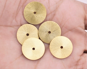 Cuentas Heishi de oro cepillado: espaciadores de disco planos de 18 mm (5 unidades)