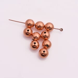 8mm - 20Pcs Round Copper Beads Plain Round Shiny Copper Beads, Copper Spacer Beads For Jewelry Making Seem Less Balls
