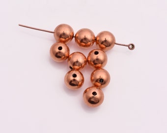 8mm - 20Pcs Round Copper Beads Plain Round Shiny Copper Beads, Copper Spacer Beads For Jewelry Making Seem Less Balls