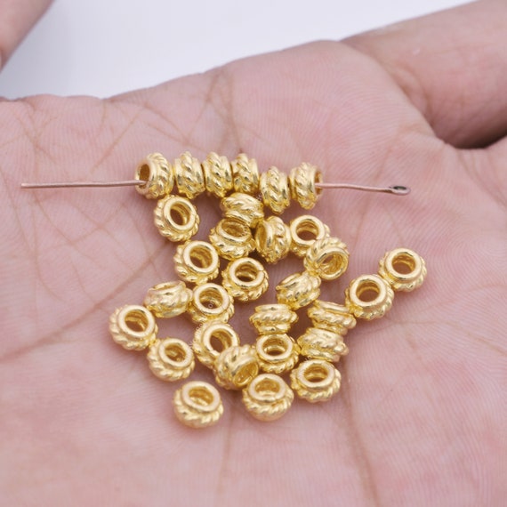 Shiny Gold Coil Shape Spacer Beads, 30pc-6mm Gold Plated Spring Beads for  Jewelry Making 
